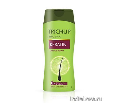Шампунь c Кератином- восстановление поврежденных волос, Тричуп / Trichup Shampoo KERATIN Damage Repair, Vasu, 200 мл.