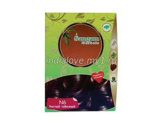 Натуральная краска для волос на основе хны Чистый табачный (N6, Коричневый) Сангам Хербалс 100 гр