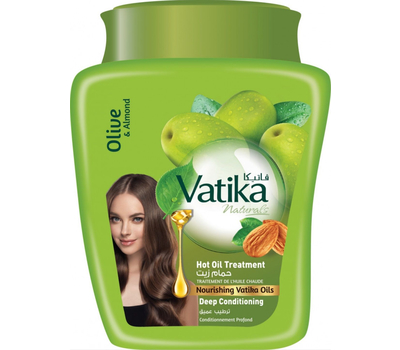 МАСКА ДЛЯ СУХИХ ВОЛОС С ОЛИВОЙ, МИНДАЛЁМ И ХНОЙ ДАБУР ВАТИКА / VIRGIN OLIVE DEEP CONDITIONING HAIR MASK DABUR VATIKA, 500 гр.