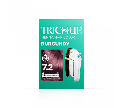 Краска для волос на основе хны БУРГУНДИ 7.2, Васу Тричап / TRICHUP Henna Hair Color BURGUNDY 7.2, Vasu, 60 гр