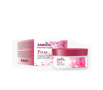 Крем для лица Увлажняющий РОЗА, Самхита / Ayurvedic Moisturizing Cream ROSE, Samhita, 100 гр.