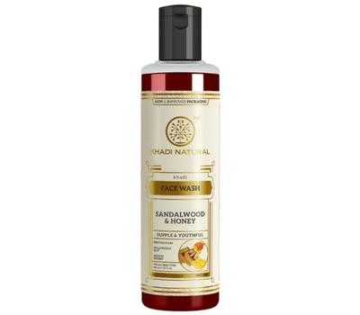 Гель для умывания Кхади САНДАЛОВОЕ ДЕРЕВО И МЁД, Для всех типов кожи / Herbal Face Wash Khadi SANDALWOOD & HONEY, Khadi Natural, 210 мл.